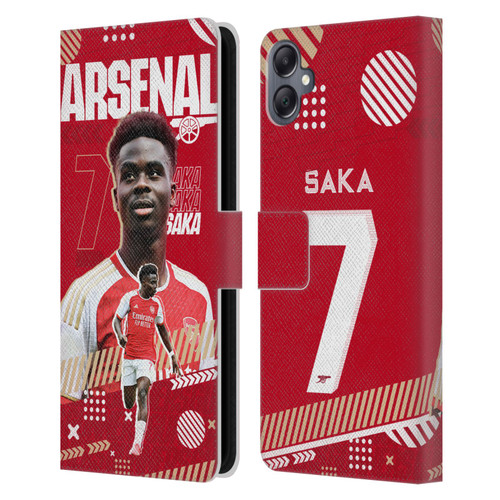 Arsenal FC 2023/24 First Team Bukayo Saka Leather Book Wallet Case Cover For Samsung Galaxy A05