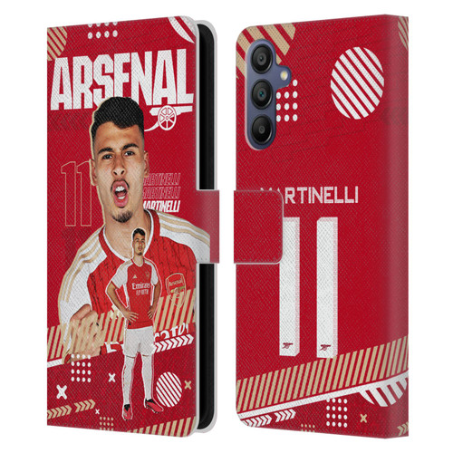 Arsenal FC 2023/24 First Team Gabriel Leather Book Wallet Case Cover For Samsung Galaxy A15