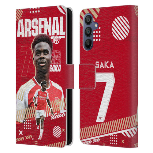 Arsenal FC 2023/24 First Team Bukayo Saka Leather Book Wallet Case Cover For Samsung Galaxy A15