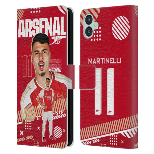 Arsenal FC 2023/24 First Team Gabriel Leather Book Wallet Case Cover For Samsung Galaxy M04 5G / A04e