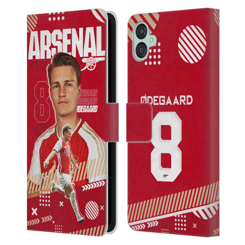 Arsenal FC 2023/24 First Team Martin Ødegaard Leather Book Wallet Case Cover For Samsung Galaxy M04 5G / A04e