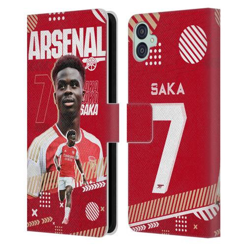 Arsenal FC 2023/24 First Team Bukayo Saka Leather Book Wallet Case Cover For Samsung Galaxy M04 5G / A04e