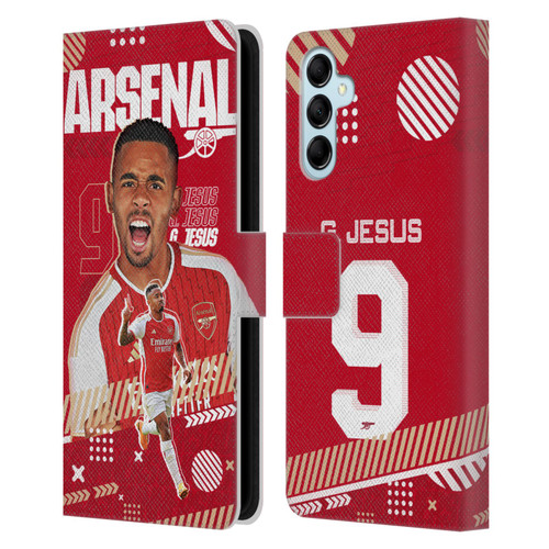 Arsenal FC 2023/24 First Team Gabriel Jesus Leather Book Wallet Case Cover For Samsung Galaxy M14 5G