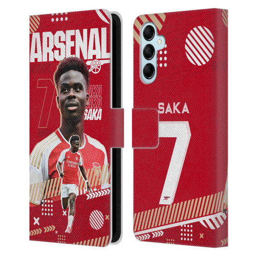 Arsenal FC 2023/24 First Team Bukayo Saka Leather Book Wallet Case Cover For Samsung Galaxy M14 5G