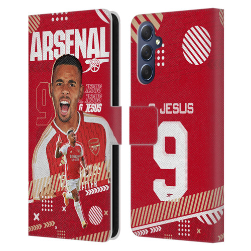 Arsenal FC 2023/24 First Team Gabriel Jesus Leather Book Wallet Case Cover For Samsung Galaxy M54 5G