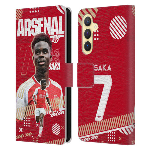 Arsenal FC 2023/24 First Team Bukayo Saka Leather Book Wallet Case Cover For Samsung Galaxy S23 FE 5G