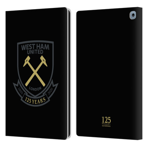 West Ham United FC 125 Year Anniversary Black Claret Crest Leather Book Wallet Case Cover For Amazon Fire HD 10 / Plus 2021