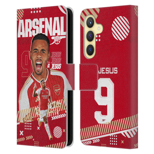 Arsenal FC 2023/24 First Team Gabriel Jesus Leather Book Wallet Case Cover For Samsung Galaxy S24 5G