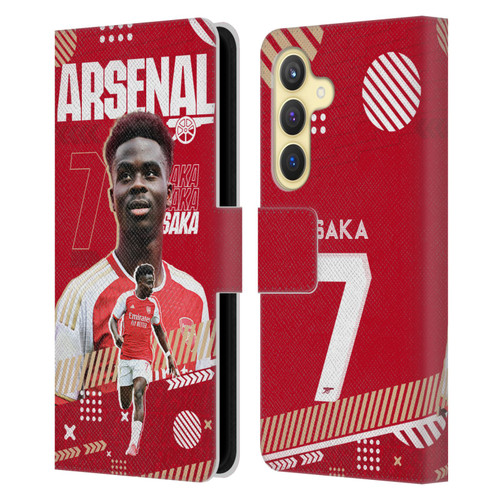 Arsenal FC 2023/24 First Team Bukayo Saka Leather Book Wallet Case Cover For Samsung Galaxy S24 5G