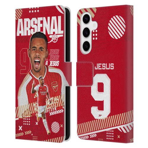 Arsenal FC 2023/24 First Team Gabriel Jesus Leather Book Wallet Case Cover For Samsung Galaxy S24+ 5G