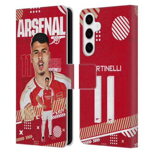 Arsenal FC 2023/24 First Team Gabriel Leather Book Wallet Case Cover For Samsung Galaxy S24+ 5G