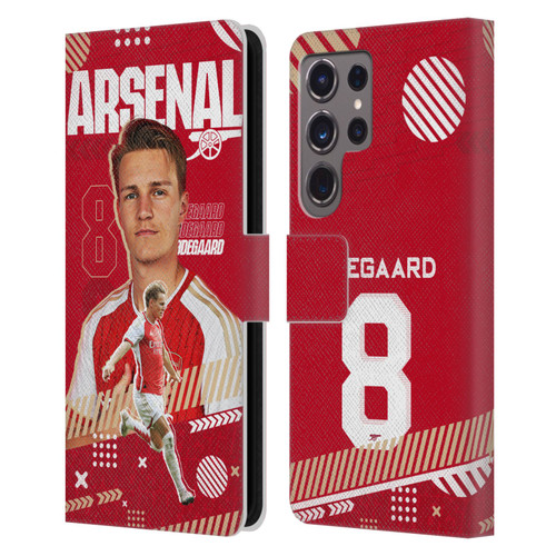 Arsenal FC 2023/24 First Team Martin Ødegaard Leather Book Wallet Case Cover For Samsung Galaxy S24 Ultra 5G