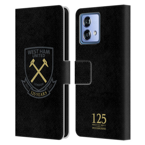 West Ham United FC 125 Year Anniversary Black Claret Crest Leather Book Wallet Case Cover For Motorola Moto G84 5G