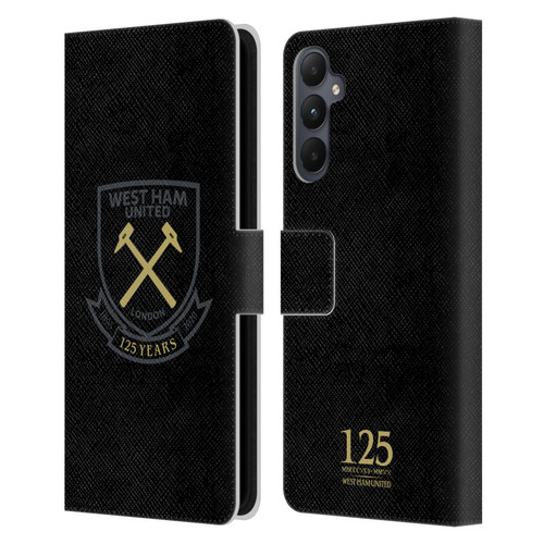 West Ham United FC 125 Year Anniversary Black Claret Crest Leather Book Wallet Case Cover For Samsung Galaxy A05s