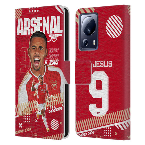 Arsenal FC 2023/24 First Team Gabriel Jesus Leather Book Wallet Case Cover For Xiaomi 13 Lite 5G