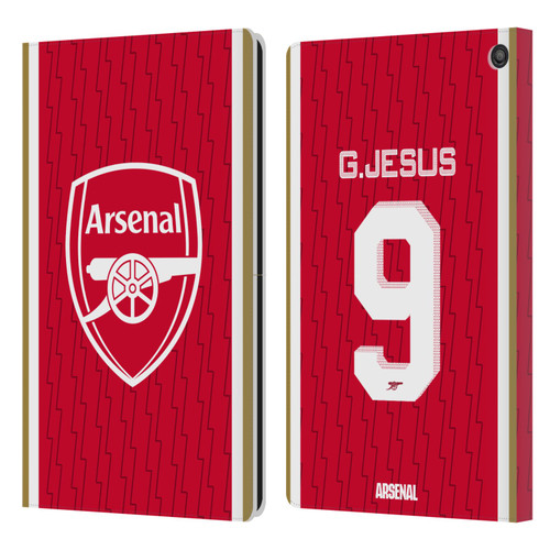 Arsenal FC 2023/24 Players Home Kit Gabriel Jesus Leather Book Wallet Case Cover For Amazon Fire HD 10 / Plus 2021