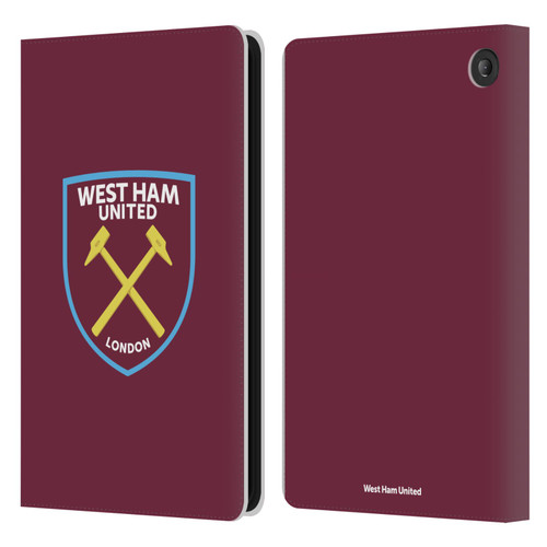 West Ham United FC Crest Full Colour Leather Book Wallet Case Cover For Amazon Fire 7 2022