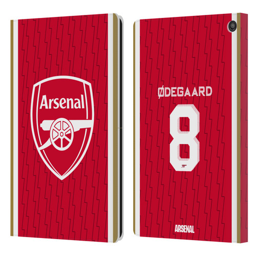 Arsenal FC 2023/24 Players Home Kit Martin Ødegaard Leather Book Wallet Case Cover For Amazon Fire HD 10 / Plus 2021