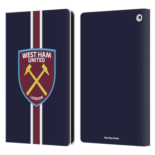 West Ham United FC Crest Stripes Leather Book Wallet Case Cover For Amazon Fire HD 8/Fire HD 8 Plus 2020