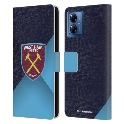 West Ham United FC Crest Blue Gradient Leather Book Wallet Case Cover For Motorola Moto G14