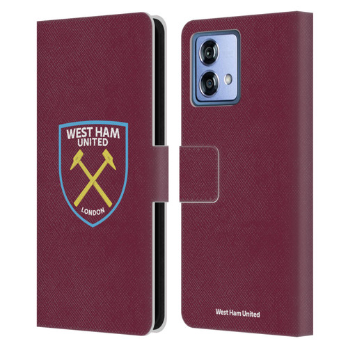 West Ham United FC Crest Full Colour Leather Book Wallet Case Cover For Motorola Moto G84 5G