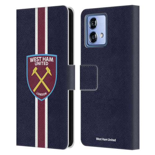 West Ham United FC Crest Stripes Leather Book Wallet Case Cover For Motorola Moto G84 5G