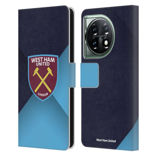 West Ham United FC Crest Blue Gradient Leather Book Wallet Case Cover For OnePlus 11 5G