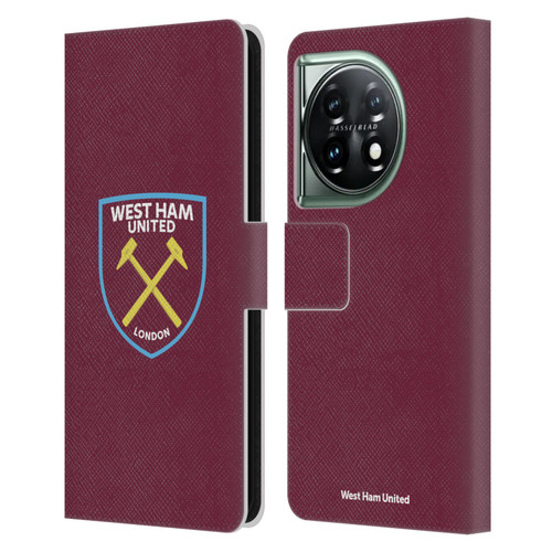 West Ham United FC Crest Full Colour Leather Book Wallet Case Cover For OnePlus 11 5G