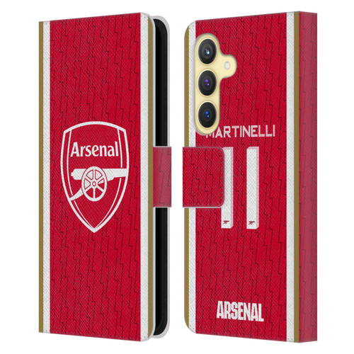Arsenal FC 2023/24 Players Home Kit Gabriel Leather Book Wallet Case Cover For Samsung Galaxy S24 5G