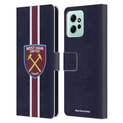 West Ham United FC Crest Stripes Leather Book Wallet Case Cover For Xiaomi Redmi 12