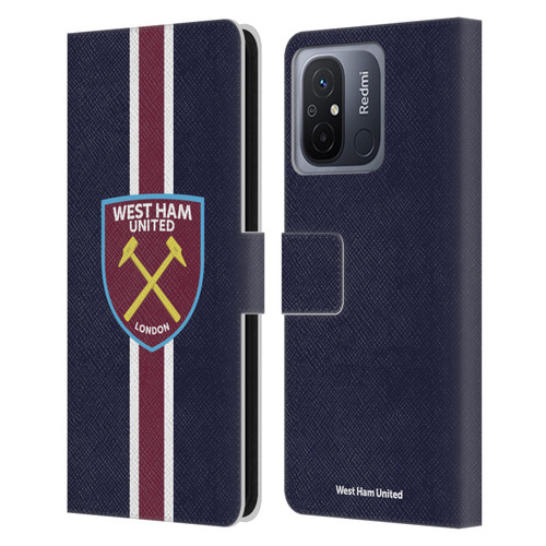 West Ham United FC Crest Stripes Leather Book Wallet Case Cover For Xiaomi Redmi 12C