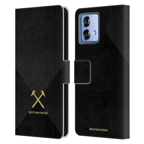 West Ham United FC Hammer Marque Kit Black & Gold Leather Book Wallet Case Cover For Motorola Moto G84 5G