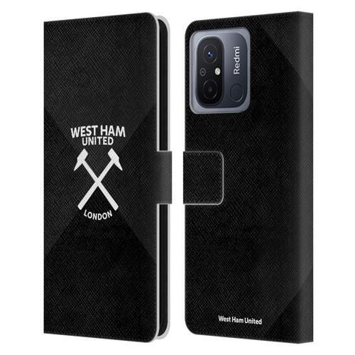 West Ham United FC Hammer Marque Kit Black & White Gradient Leather Book Wallet Case Cover For Xiaomi Redmi 12C