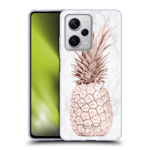 Nature Magick Rose Gold Pineapple On Marble Rose Gold Soft Gel Case for Xiaomi Redmi Note 12 Pro+ 5G