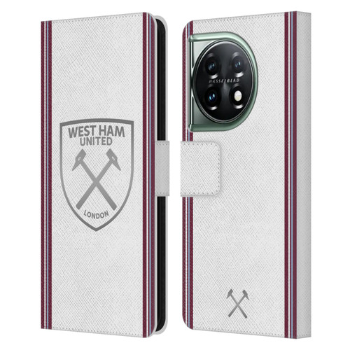West Ham United FC 2023/24 Crest Kit Away Leather Book Wallet Case Cover For OnePlus 11 5G