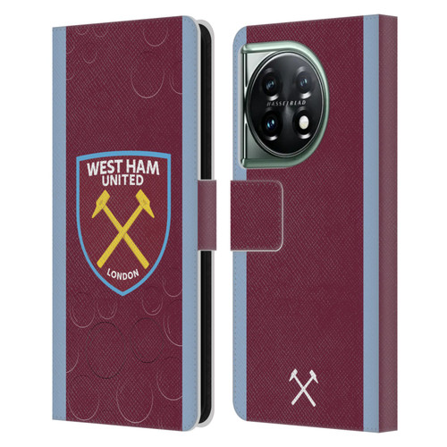 West Ham United FC 2023/24 Crest Kit Home Leather Book Wallet Case Cover For OnePlus 11 5G