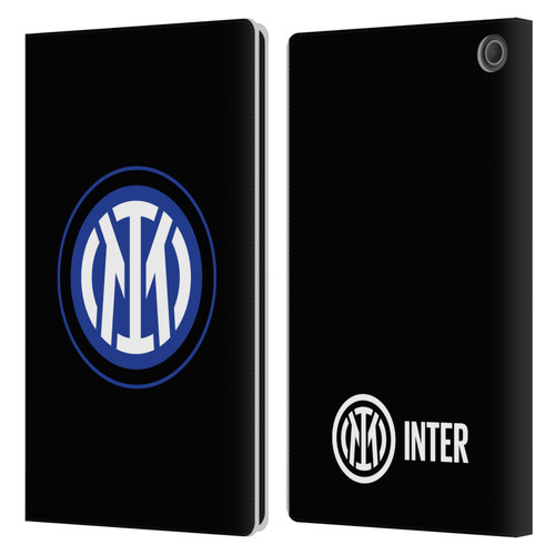 Fc Internazionale Milano Badge Logo On Black Leather Book Wallet Case Cover For Amazon Fire Max 11 2023