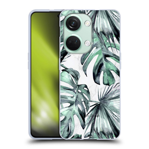 Nature Magick Tropical Palm Leaves On Marble Turquoise Green Island Soft Gel Case for OnePlus Nord 3 5G