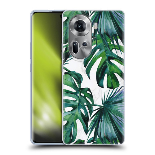 Nature Magick Tropical Palm Leaves On Marble Green Tropics Soft Gel Case for OPPO Reno11