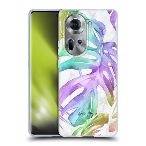 Nature Magick Tropical Palm Leaves On Marble Rainbow Leaf Soft Gel Case for OPPO Reno11