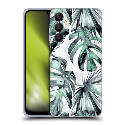 Nature Magick Tropical Palm Leaves On Marble Turquoise Green Island Soft Gel Case for Samsung Galaxy A25 5G