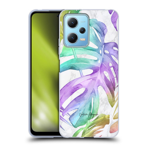 Nature Magick Tropical Palm Leaves On Marble Rainbow Leaf Soft Gel Case for Xiaomi Redmi Note 12 5G