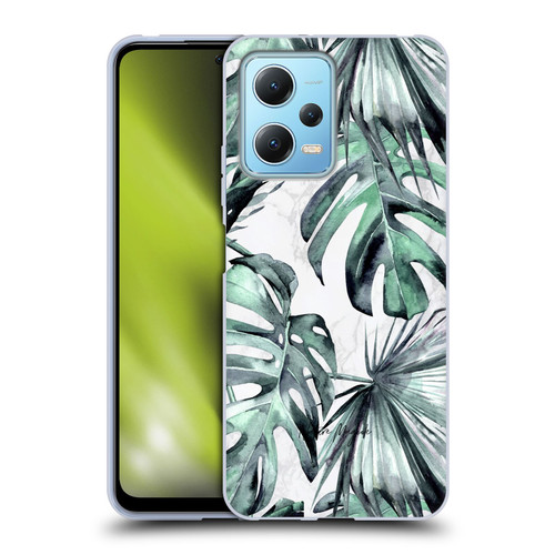 Nature Magick Tropical Palm Leaves On Marble Turquoise Green Island Soft Gel Case for Xiaomi Redmi Note 12 5G