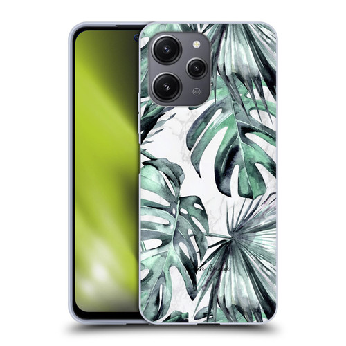 Nature Magick Tropical Palm Leaves On Marble Turquoise Green Island Soft Gel Case for Xiaomi Redmi 12