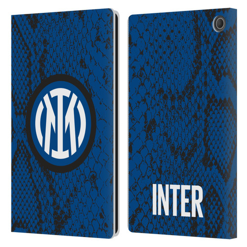 Fc Internazionale Milano Patterns Snake Leather Book Wallet Case Cover For Amazon Fire Max 11 2023