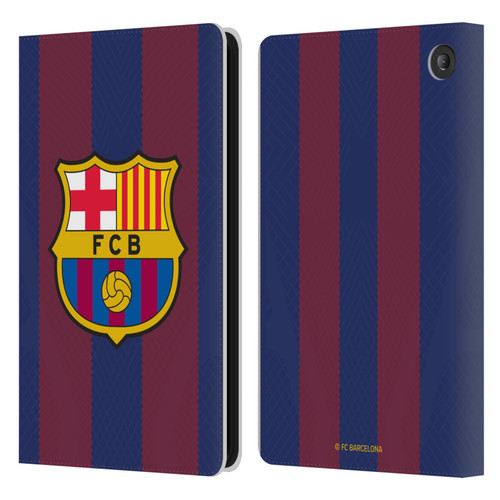 FC Barcelona 2023/24 Crest Kit Home Leather Book Wallet Case Cover For Amazon Fire 7 2022