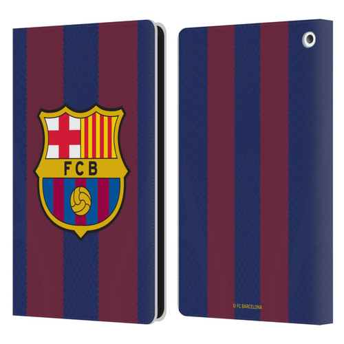 FC Barcelona 2023/24 Crest Kit Home Leather Book Wallet Case Cover For Amazon Fire HD 8/Fire HD 8 Plus 2020