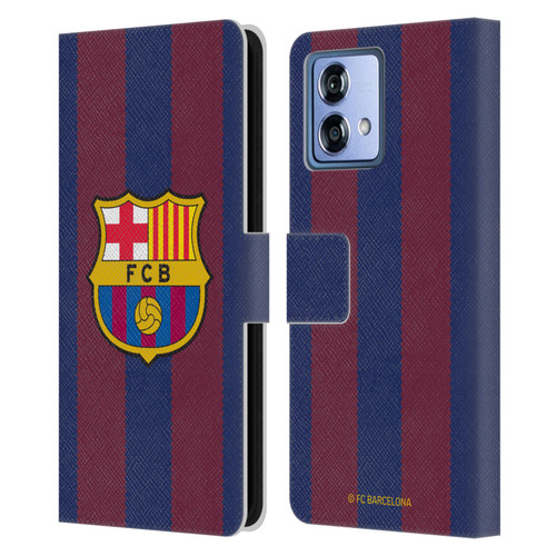 FC Barcelona 2023/24 Crest Kit Home Leather Book Wallet Case Cover For Motorola Moto G84 5G