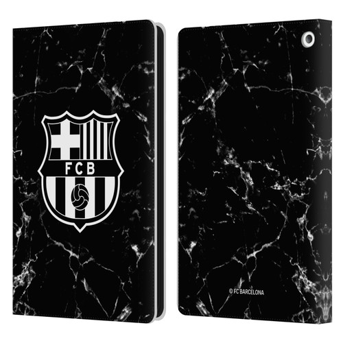 FC Barcelona Crest Patterns Black Marble Leather Book Wallet Case Cover For Amazon Fire HD 8/Fire HD 8 Plus 2020