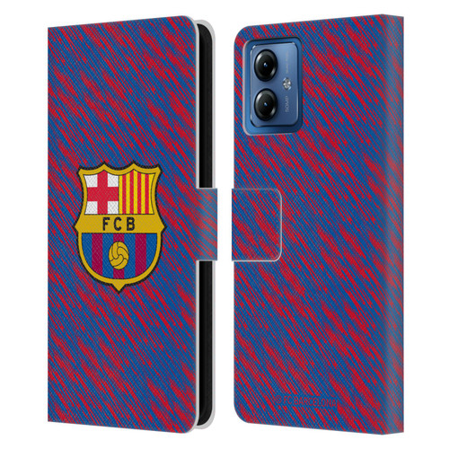 FC Barcelona Crest Patterns Glitch Leather Book Wallet Case Cover For Motorola Moto G14